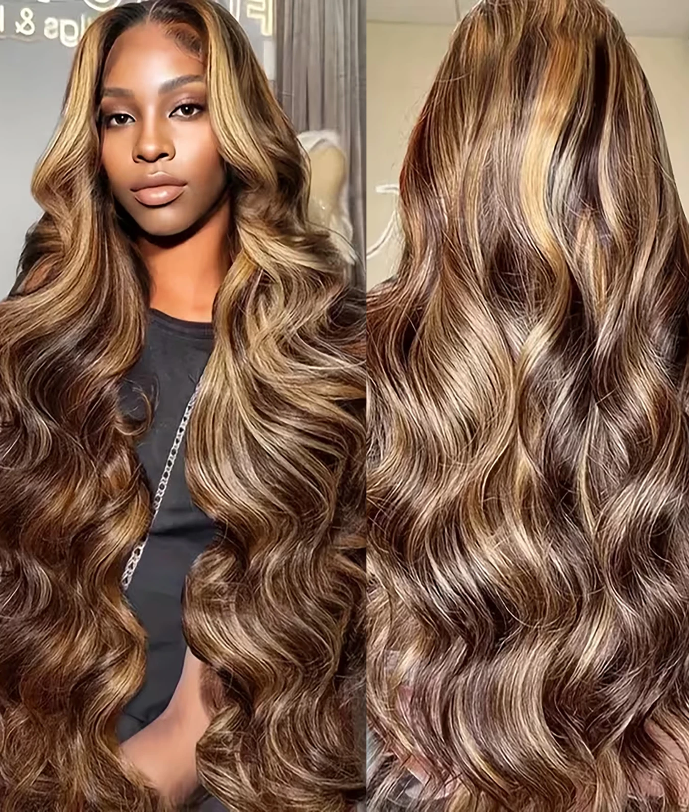 

Парик омбре с кружевной передней частью из натуральных волос, с хайлайтами, волнистый, предварительно выщипанный, 13x4, цвет 4/27, с цветными хайлайтами