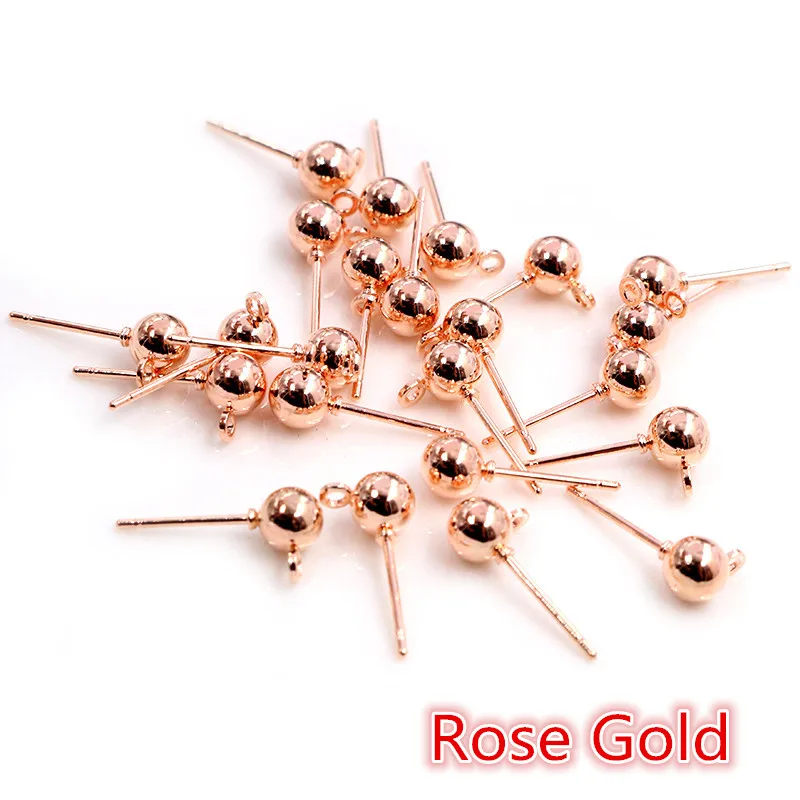 50pcs/lot 3/4/5mm 6 Colors Pin Findings Stud Earring Basic Pins Stoppers Connector For DIY Jewelry Making Accessories Supplies