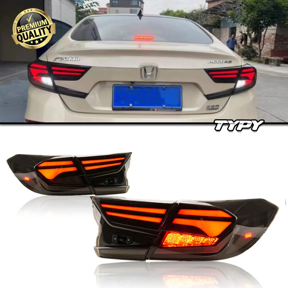 

Светодиодные задние фонари TYPY для Honda Accord 10-го поколения 2018-2022, сканирование, динамическая анимация, дыхание, DRL, последовательный индикатор, задняя лампа