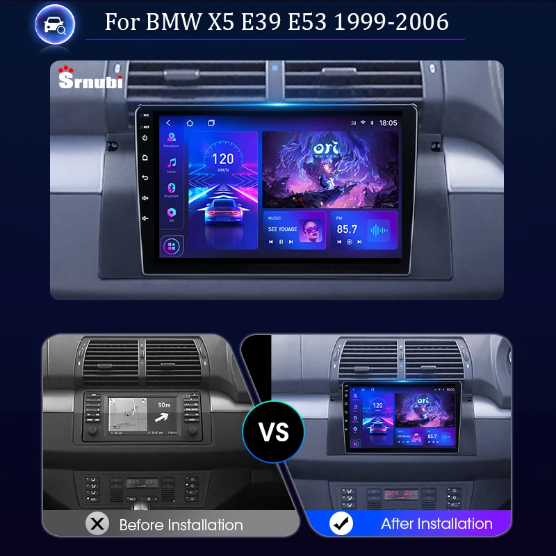 Wireless Carplay Android 12 Car Radio for BMW X5 E39 E53 M5 1999 - 2006 Multimedia Player GPS 2Din Stereo DVD Speakers Head unit