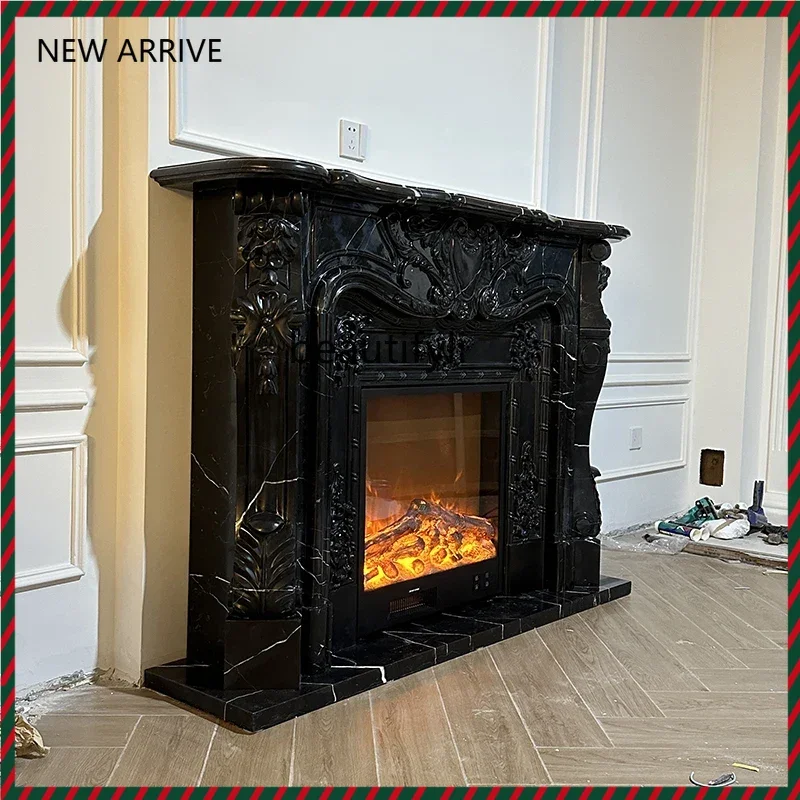 

KK32 Marble fireplace European carved fireplace decoration living room heating fireplace light luxury ornament