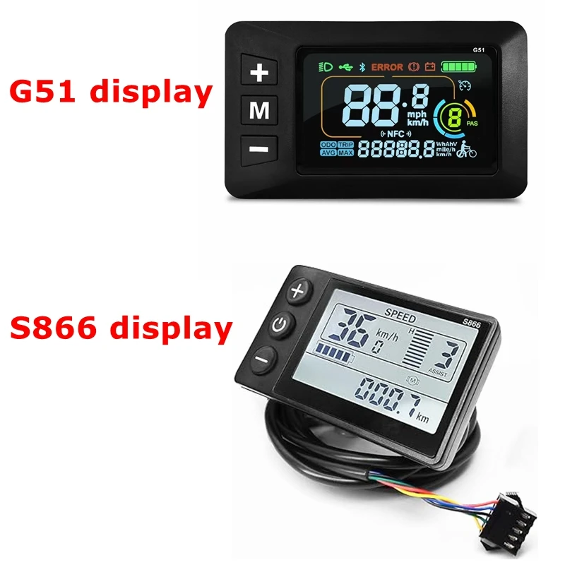 Ebike Sinawave Controller 36V/48V 17A 25A 30A with 36V/48V LCD DIsplay S866 For 250W-1000W Wheel Hub Motor Conversion Parts