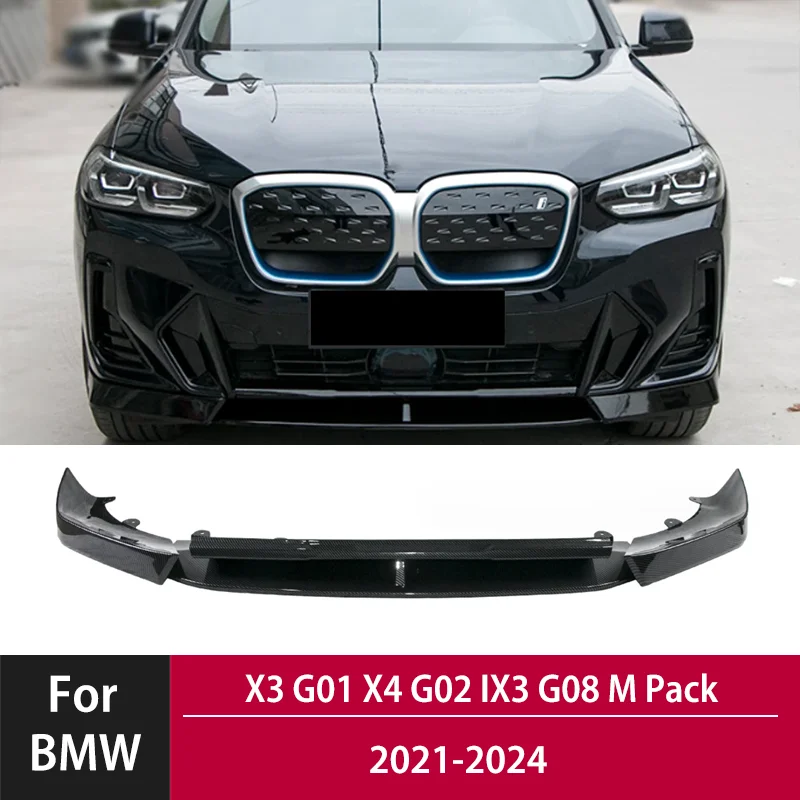 Car Front Bumper Splitter Lip Spoiler For BMW X3 G01 X4 G02 IX3 G08 M Pack Facelift 2021-2024 Cover Guard Trim Exterior Parts