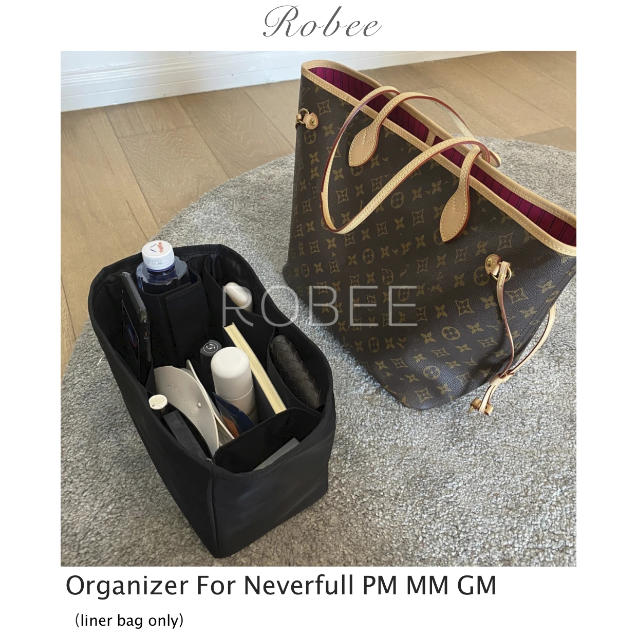 ROBEE For Neverfull Organizer Insert Bag Women Insert Organizer with pockets for Cosmetics Makeup Bag Organizer for neverfull