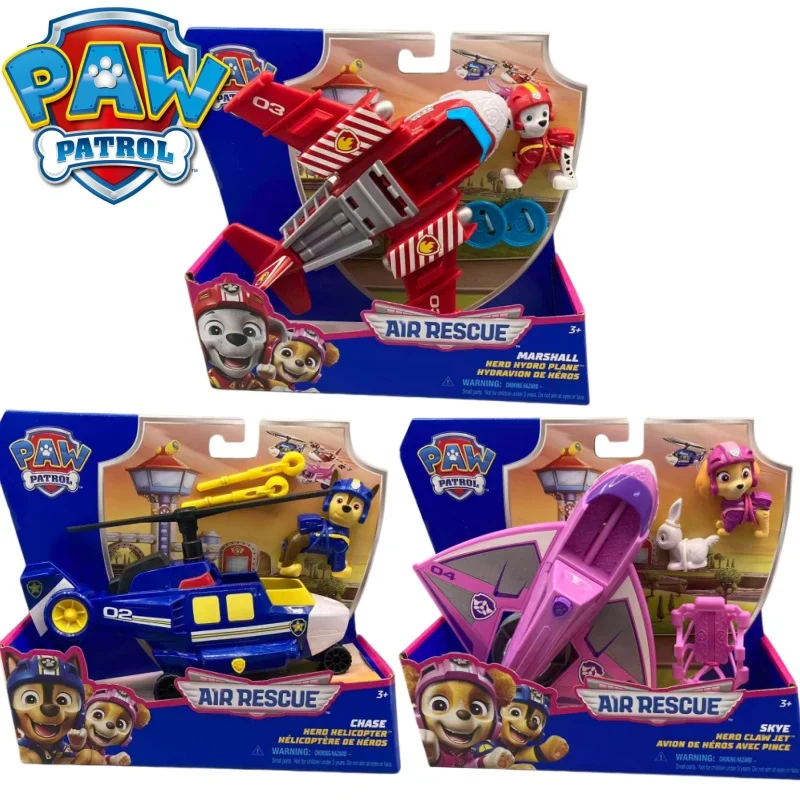 Original Paw Patrol Air Rescue Vehicle Series Ryder Tracker Everest Chase Rex Skye Rocky Marshall Actionfigur Cartoon Geschenkspielzeug
