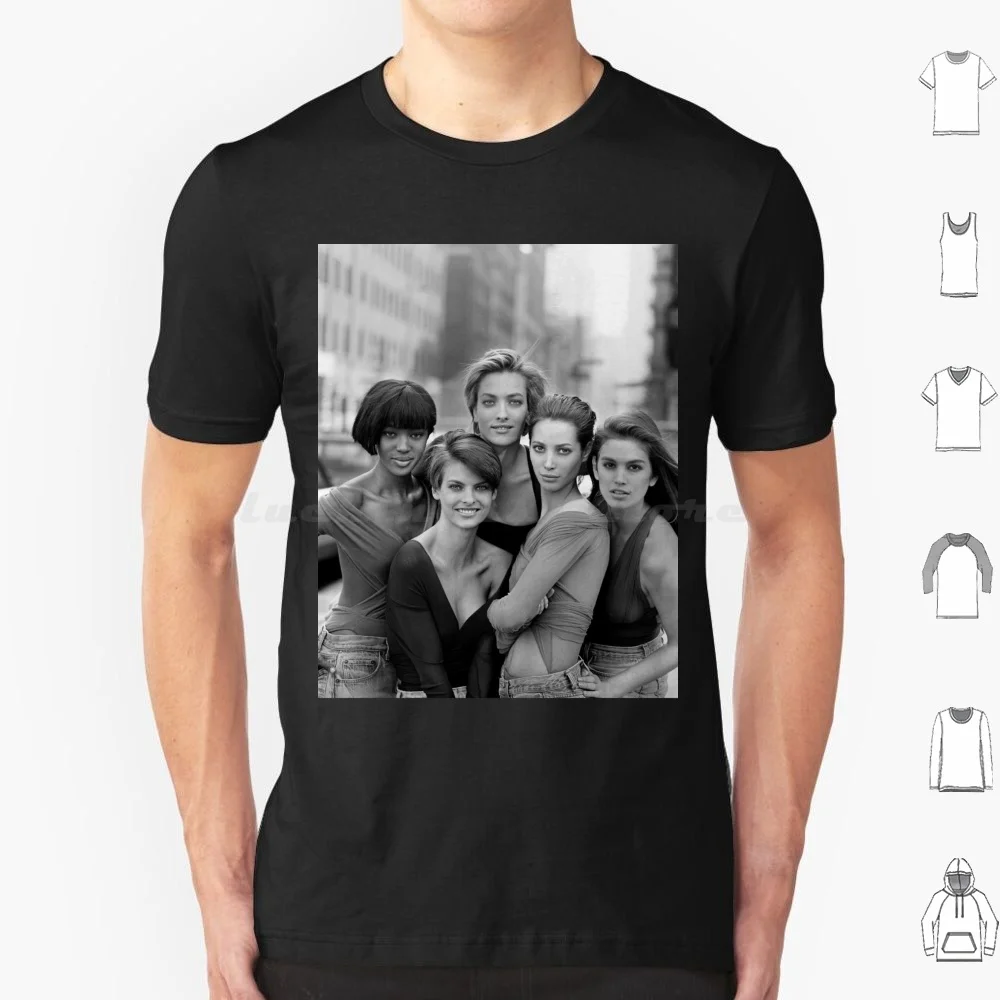 90S Top 5 Supermodel T Shirt 6Xl Cotton Cool Tee 90S Top 5 Models Top 5 Supermodel Peter Lindbergh Naomi Campbell Linda