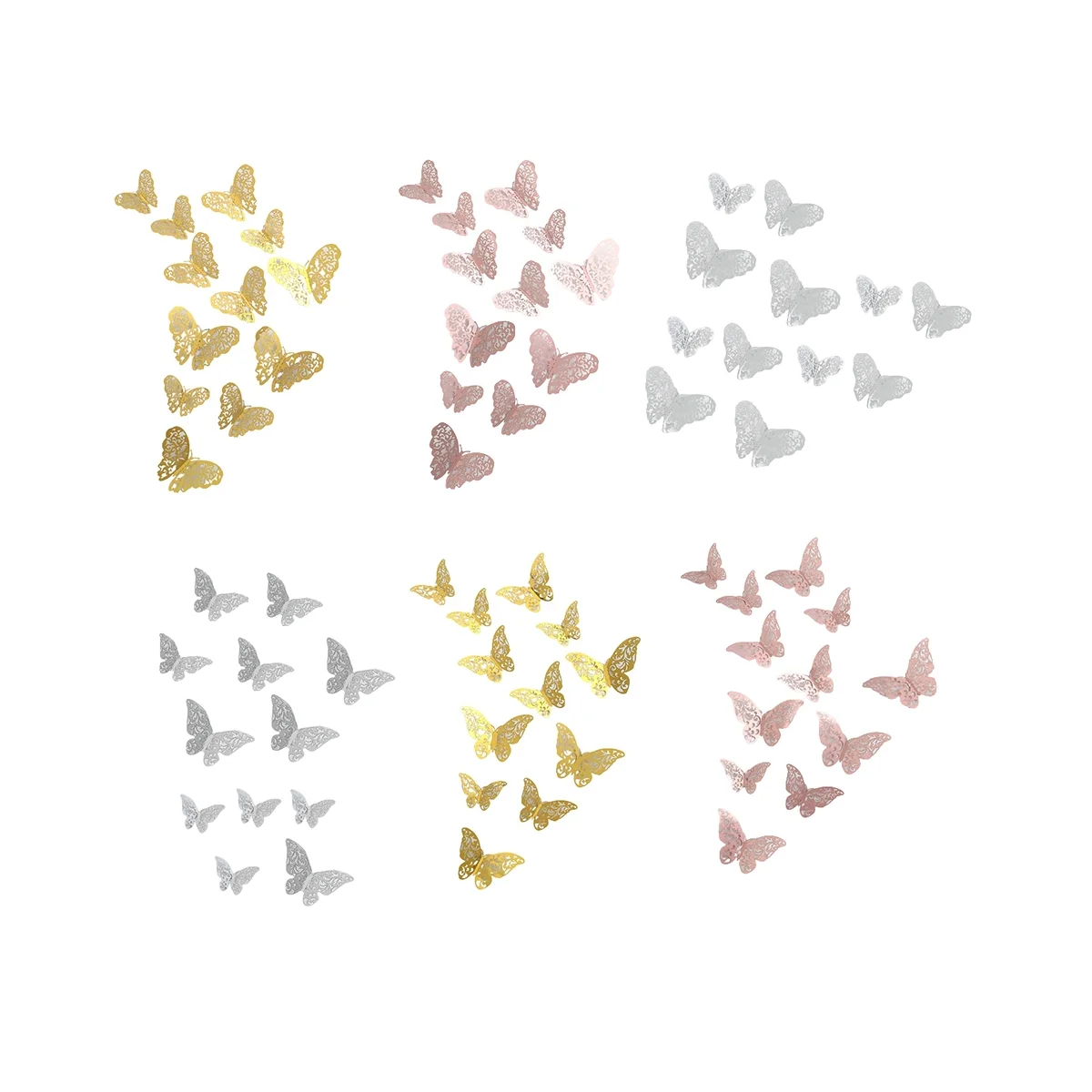 72 Pcs Butterfly Party Decor for Crafts,3 Sizes 3 Colors 2 Styles,3D Butterfly Wall Decor,Wall Stickers House Decor