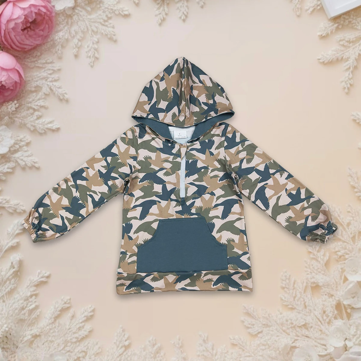 

Baby Boy Hoodie Tops Camo Duck Fashion Long Sleeve Zipper Pocket Pullover Hooded Kids Clothes Sweatshirt Casual Fall Clothing