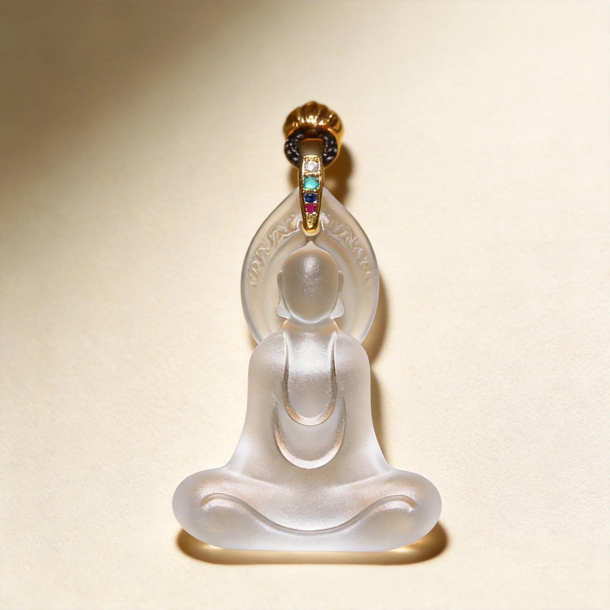 Collier pendentif Bouddha sans visage en Liuli givré de style chinois, bijoux porte-bonheur pour attirer la paix, la bénédiction et la richesse, amulette pour hommes et femmes