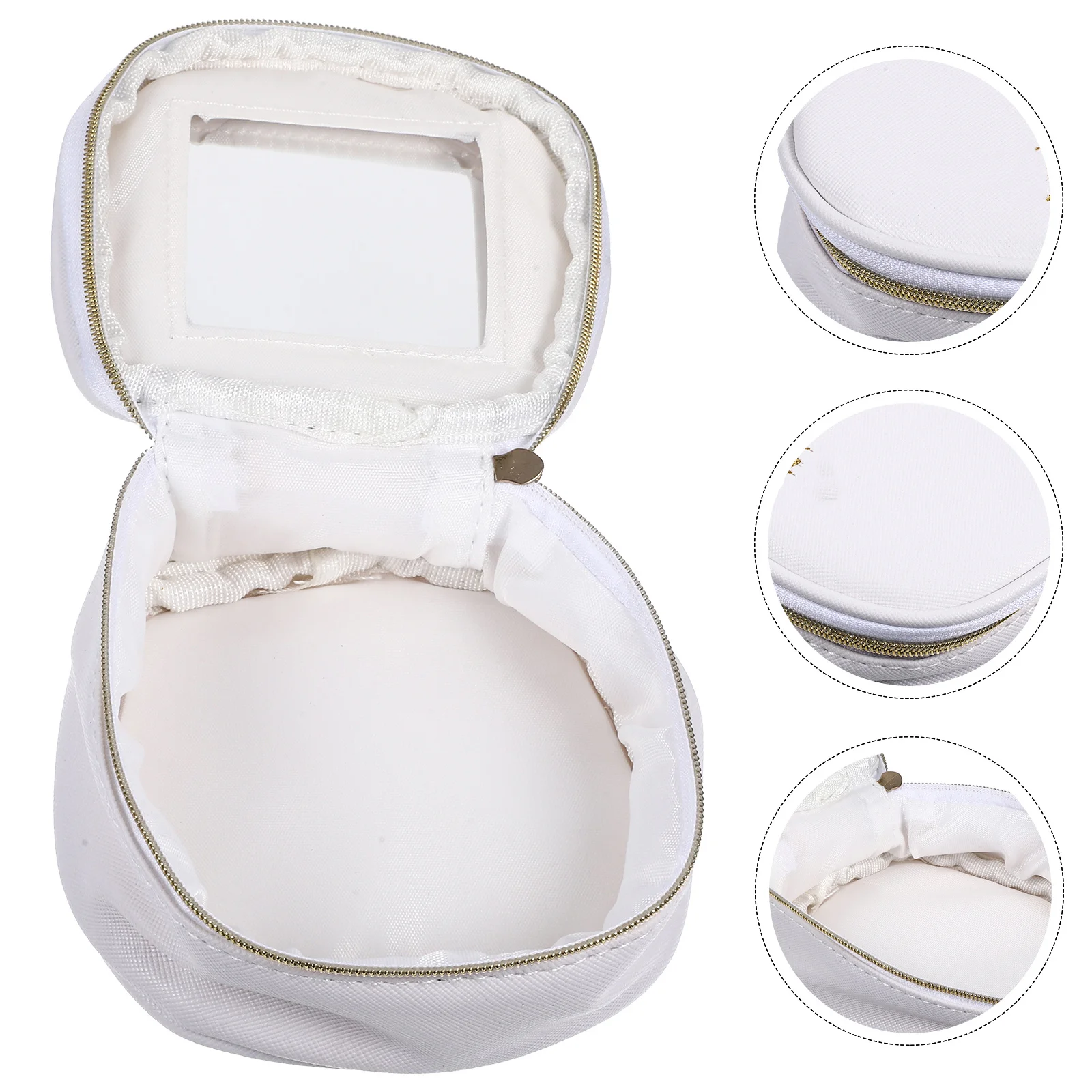 

Portable Lipstick Bag Small Makeup Organizer Exquisite Style Simple Cutting Design Mirror Included for Women