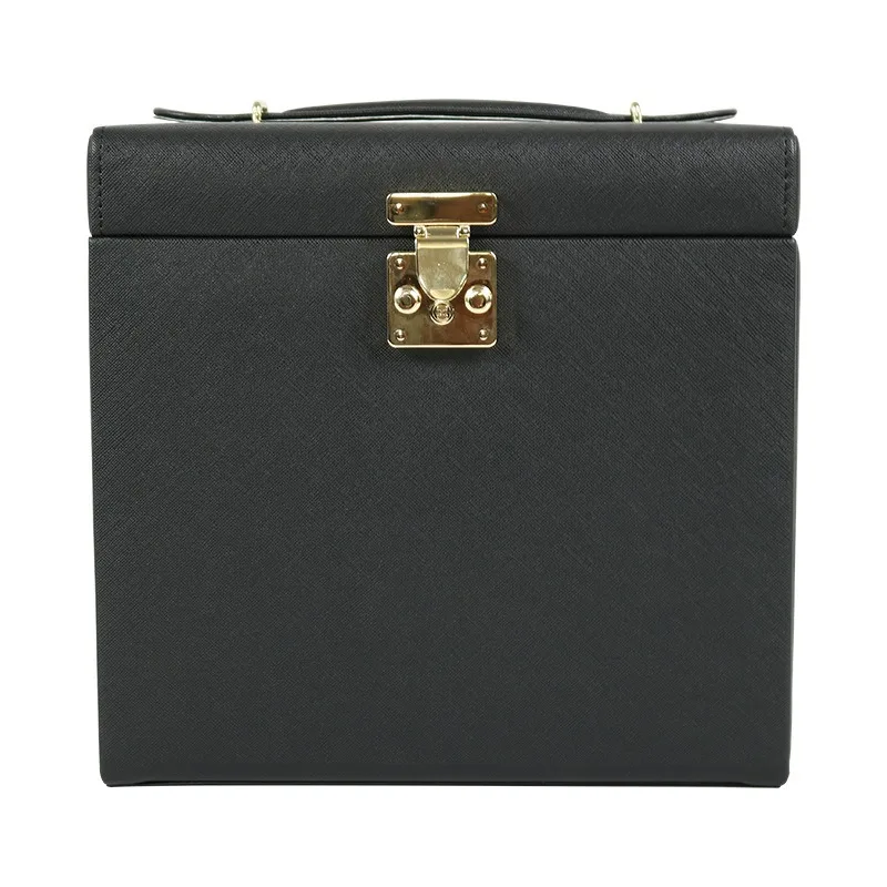 Leather Jewelry Box Luxury Mirror Ring Storage Boxes Wedding Necklaces Bracelet Display Case Organizer Packaging Jewellery Gift