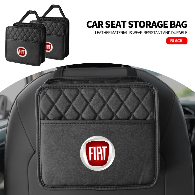 

Leather Car Seat Storage Bag Chair Back Water Cup Tissue Box For FIAT 500 Abarth Punto Tipo Panda Ducato Stilo Fiorino Doblo