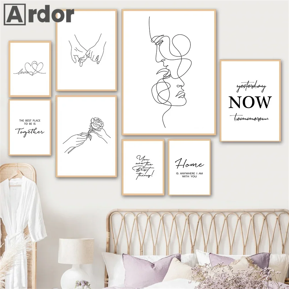 

Abstract Line Face Woma Flower Poster Quotes Canvas Painting Nordic Wall Art Print Minimalist Pictures Living Room Home Decor