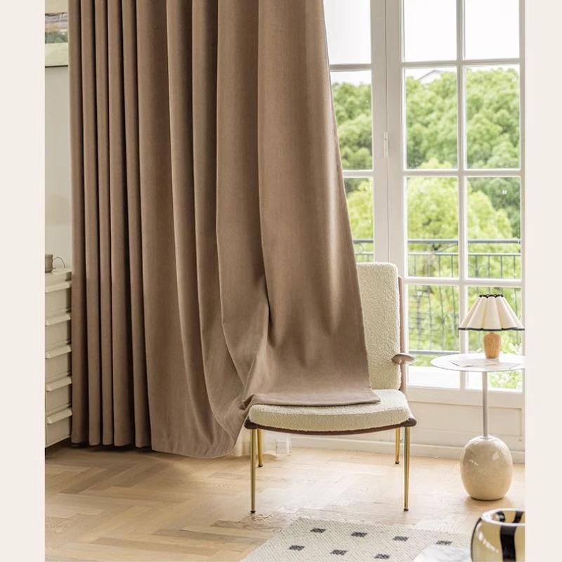 Chenille Curtains Fully Shading French Cream Style Bedroom Living Room Thickened Sun Protection High-end Sense Window New 2023