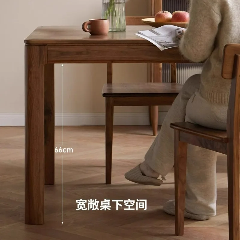 Massivholz-Esstisch, nordamerikanischer schwarzer Walnuss, einfacher Esstisch, Restaurant, Zuhause, gerades Bein, großer Bretttisch, modern