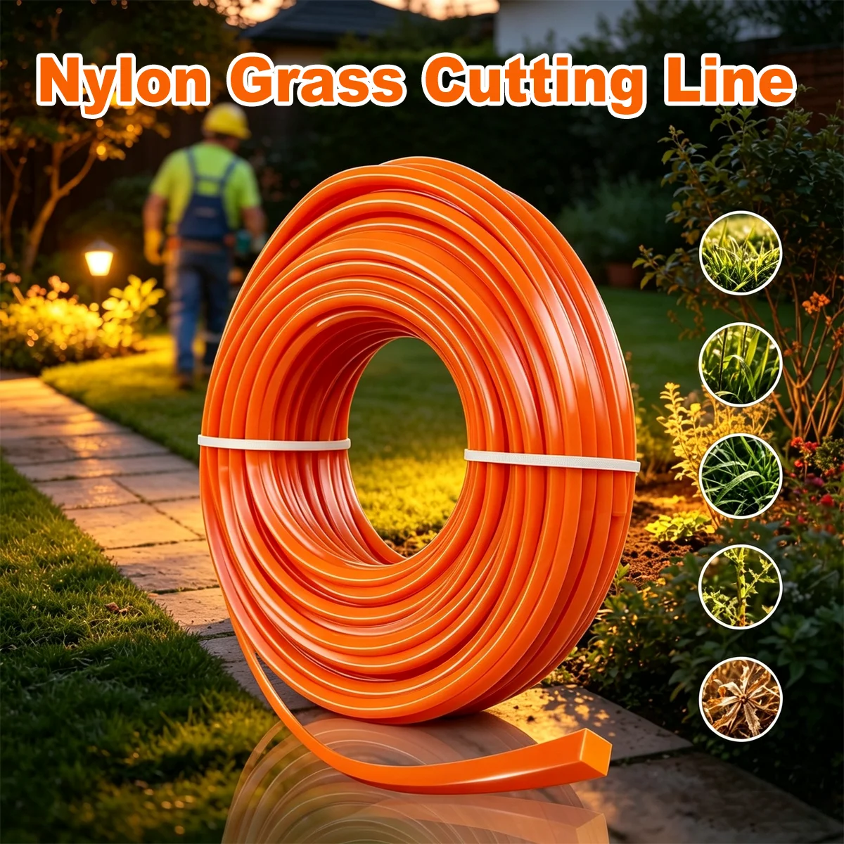 15m*2.0~4.0mm Mowing Nylon Grass Trimmer Rope Brush Cutter Strimmer Line Mowing Wire Lawn Mower Accessory Square