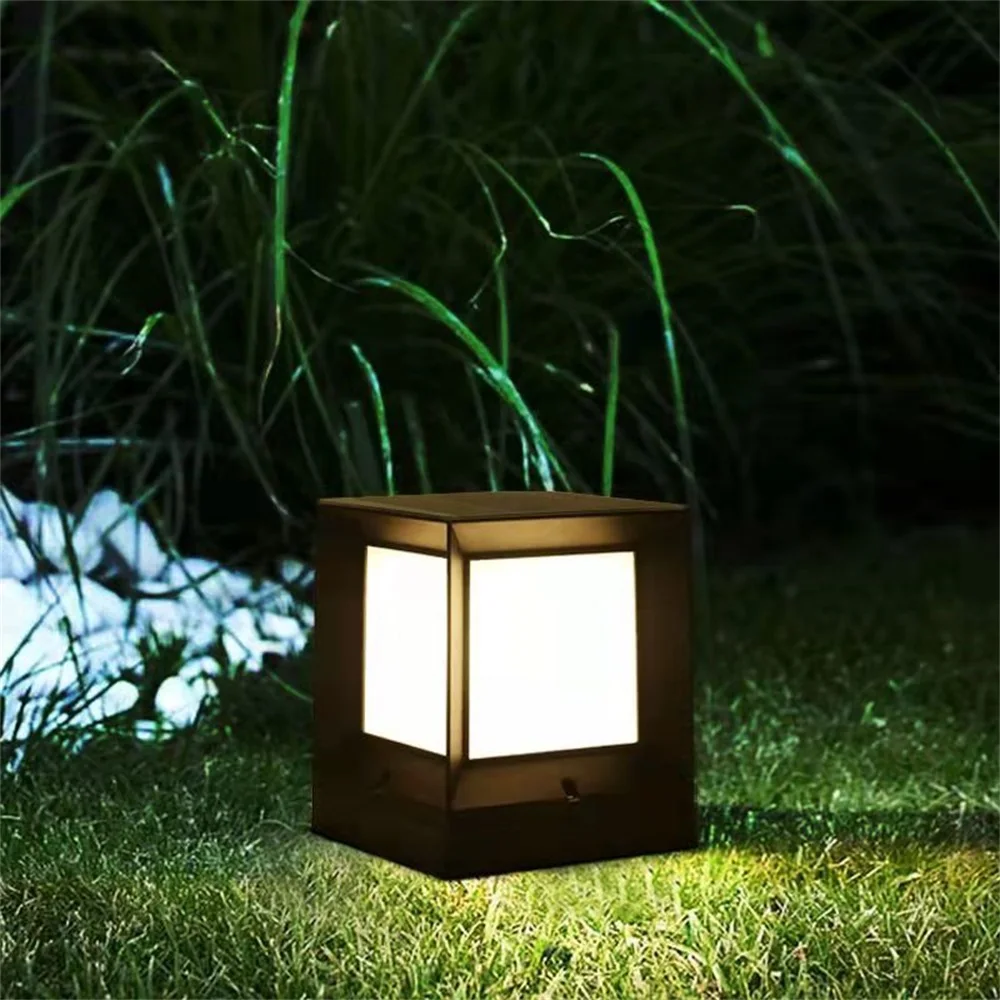 Imagem -03 - Livre Solar Cubo Luz Led Pilar Pós Lâmpada à Prova Impermeável Água Luminárias para Casa Jardim Pátio 8m ao ar