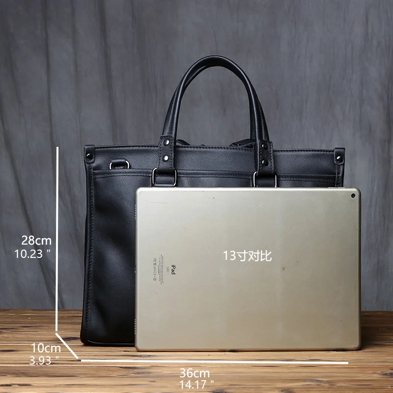 NZPJ Echtem Leder Männer Aktentasche Natürliche Rindsleder Casual Handtasche Weiche Leder Business Schulter Tasche Für 16 Zoll Laptop – Detail 3
