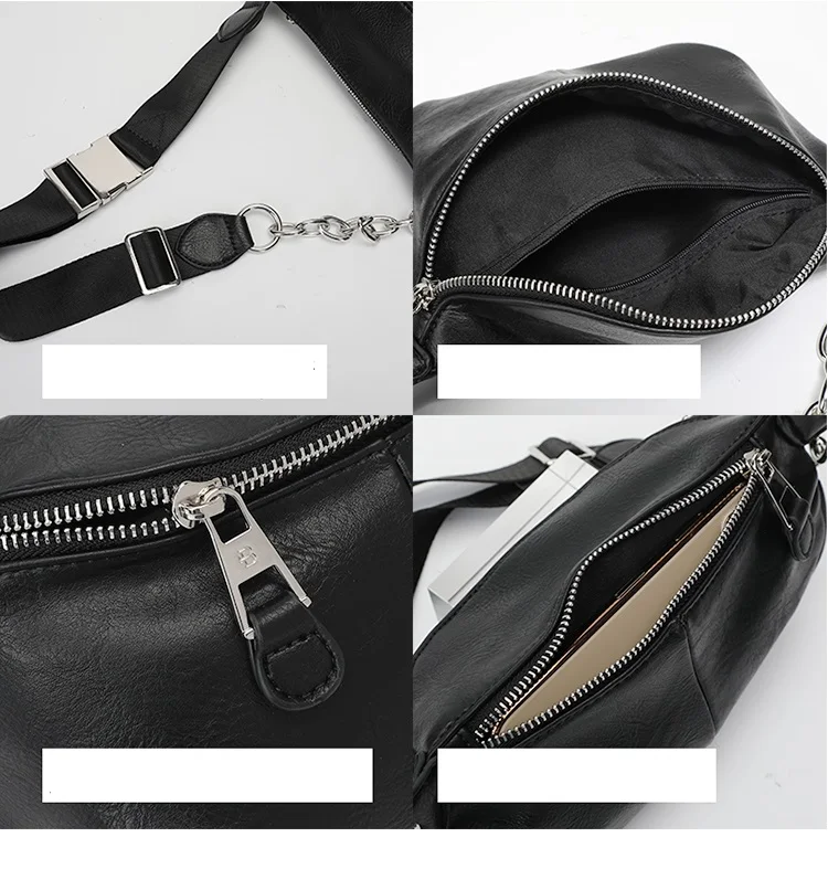 Female Chest bag chain Crossbody Bags For Women new Shoulder bags Small PU Leather ladies Waist Pack Breast phone wallet