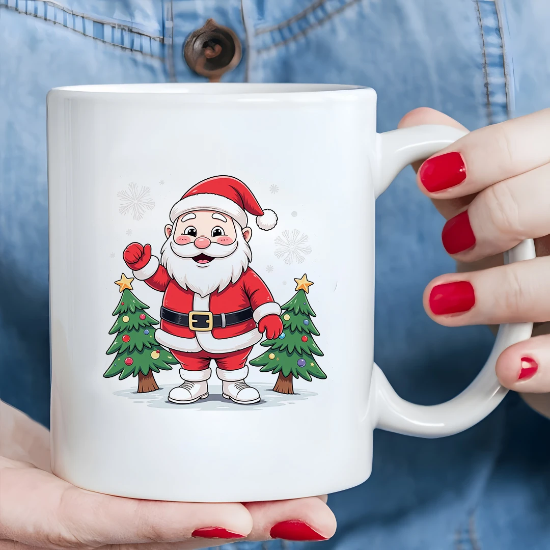 Tazza di Babbo Natale cartone animato Tazza per bambini da 11 OZ Regalo di Natale personalizzato Essenziale per la famiglia e l'ufficio Tazza da caffè Regalo per la casa