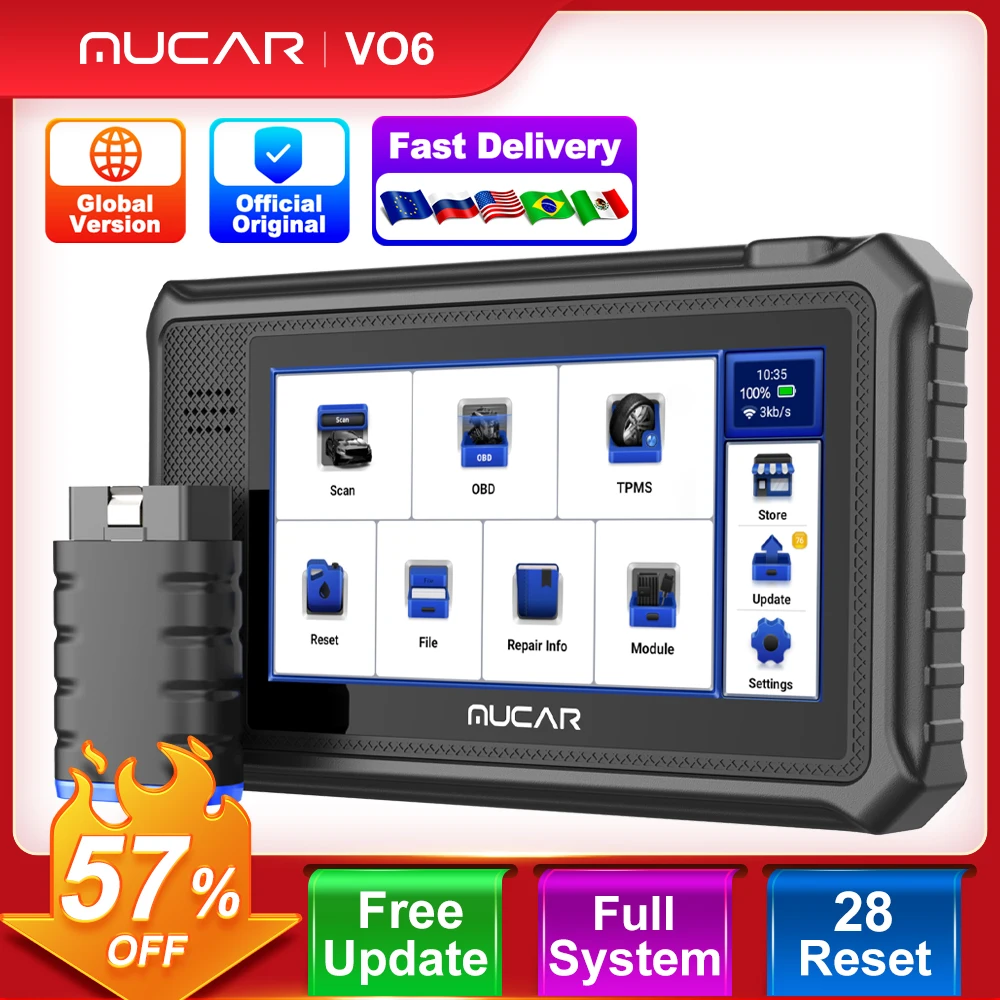 

MUCAR VO6 OBD2 Scanner Auto Full System 28 Maintenance Reset WIFI Update Action Test Profession Car Diagnostics Tool