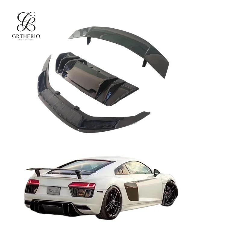 AJ for Audi R8 2016-2022 Model V Carbon Fiber Body Kit Front Rear Lip Spoiler