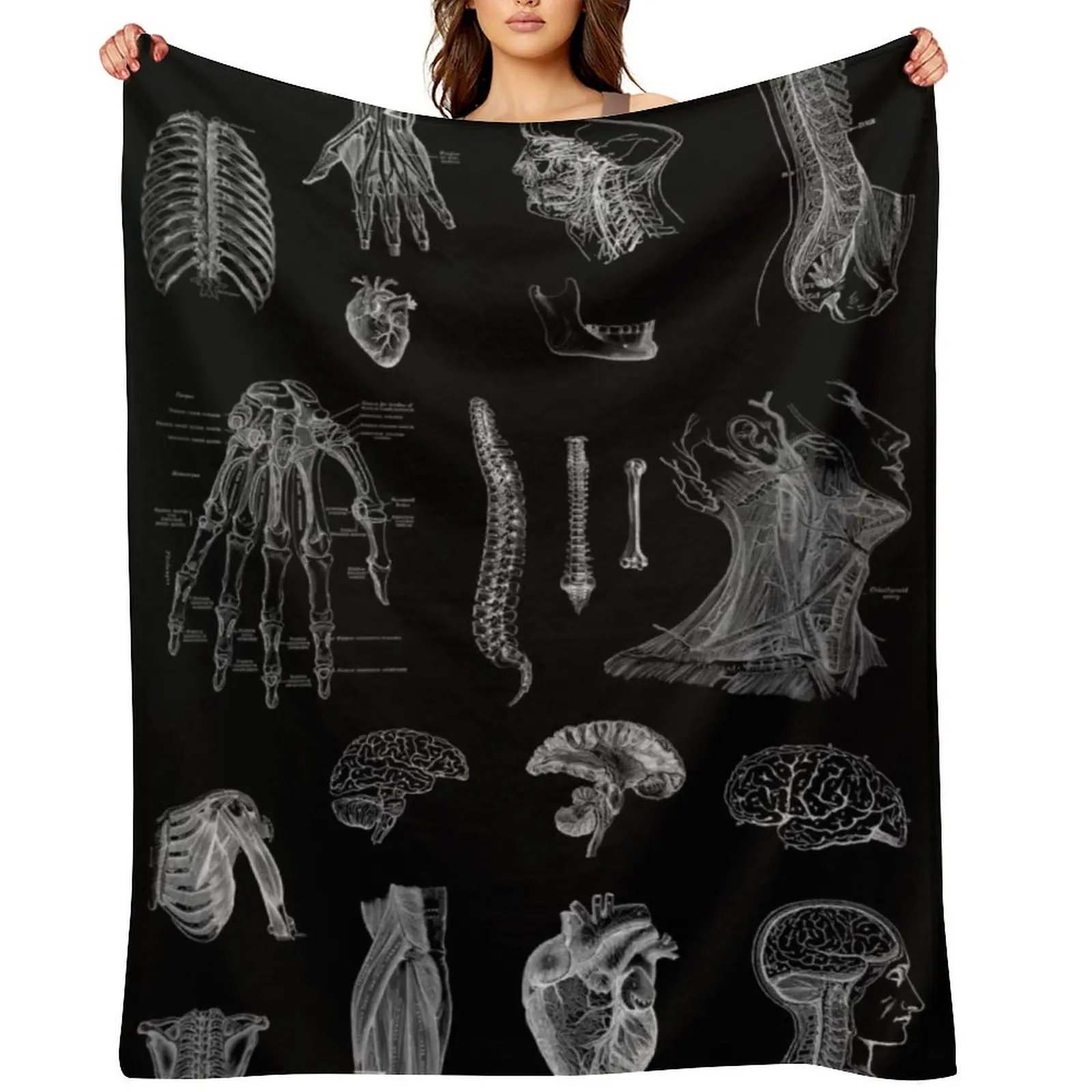 

Vintage Anatomy Print Throw Blanket Plaid Blankets Sofas Of Decoration Picnic Blankets