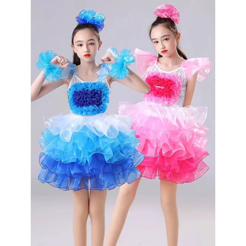 New children's performance costumes: June 1st dance, fluffy gauze skirt, choir recitation, sequin dance skirt