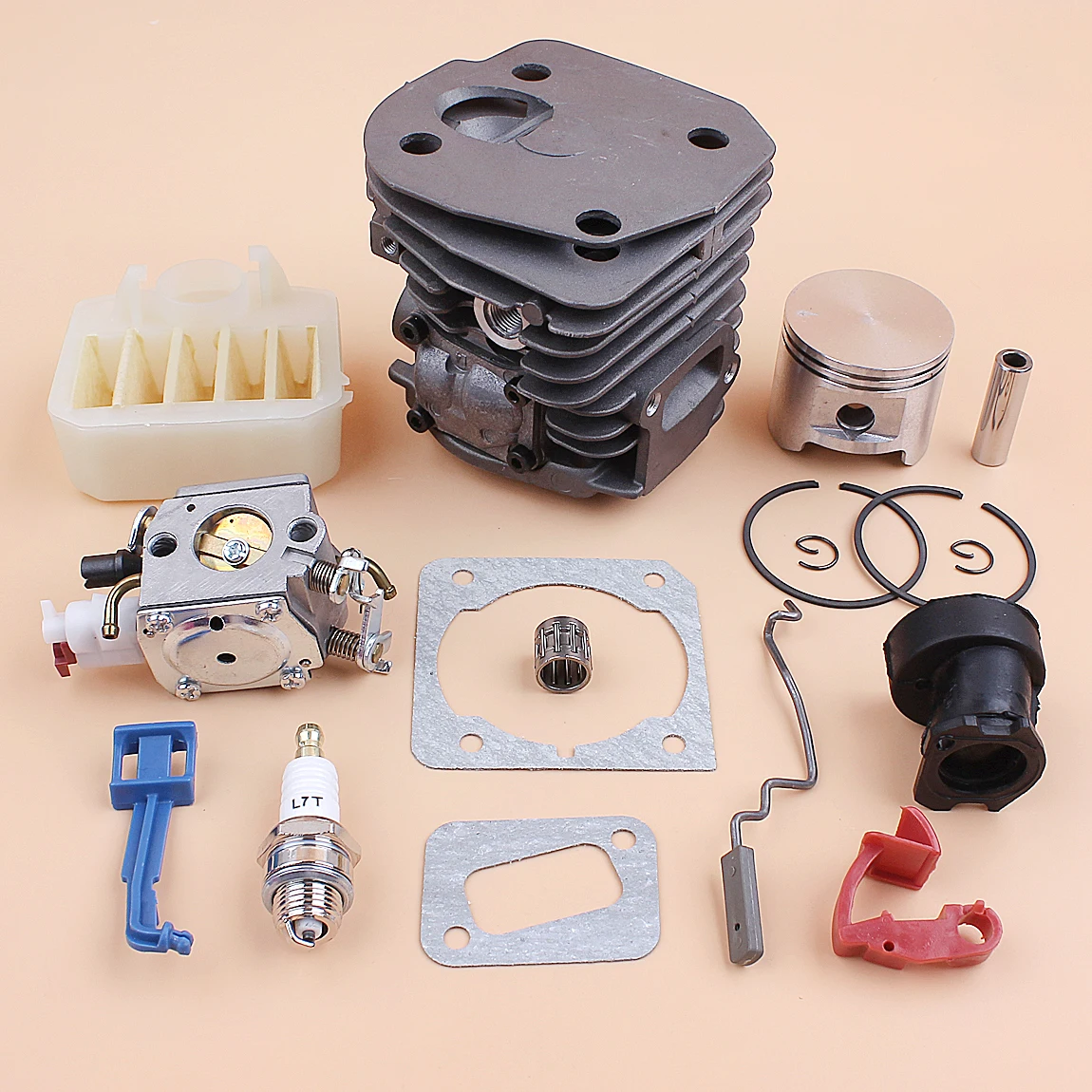 45mm Cylinder Piston Carburetor Air Filter Kit For HUSQVARNA 353 351 350 346 346XP 345 340 Chainsaw and Intake Manifold Gasket