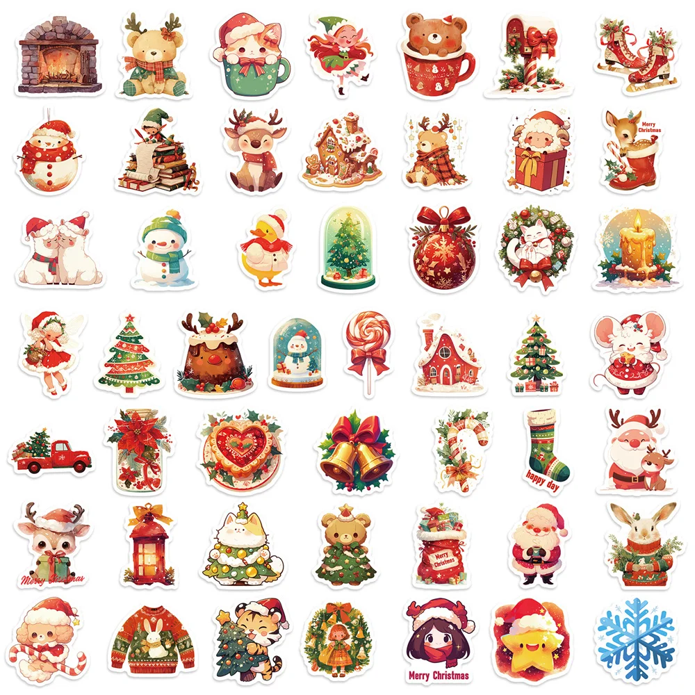 

100 PCS Christmas Stickers, Waterproof Cute Mixed Animal Scrapbook Stickers for Water Bottles, Books, Laptops, Kids Party Favors