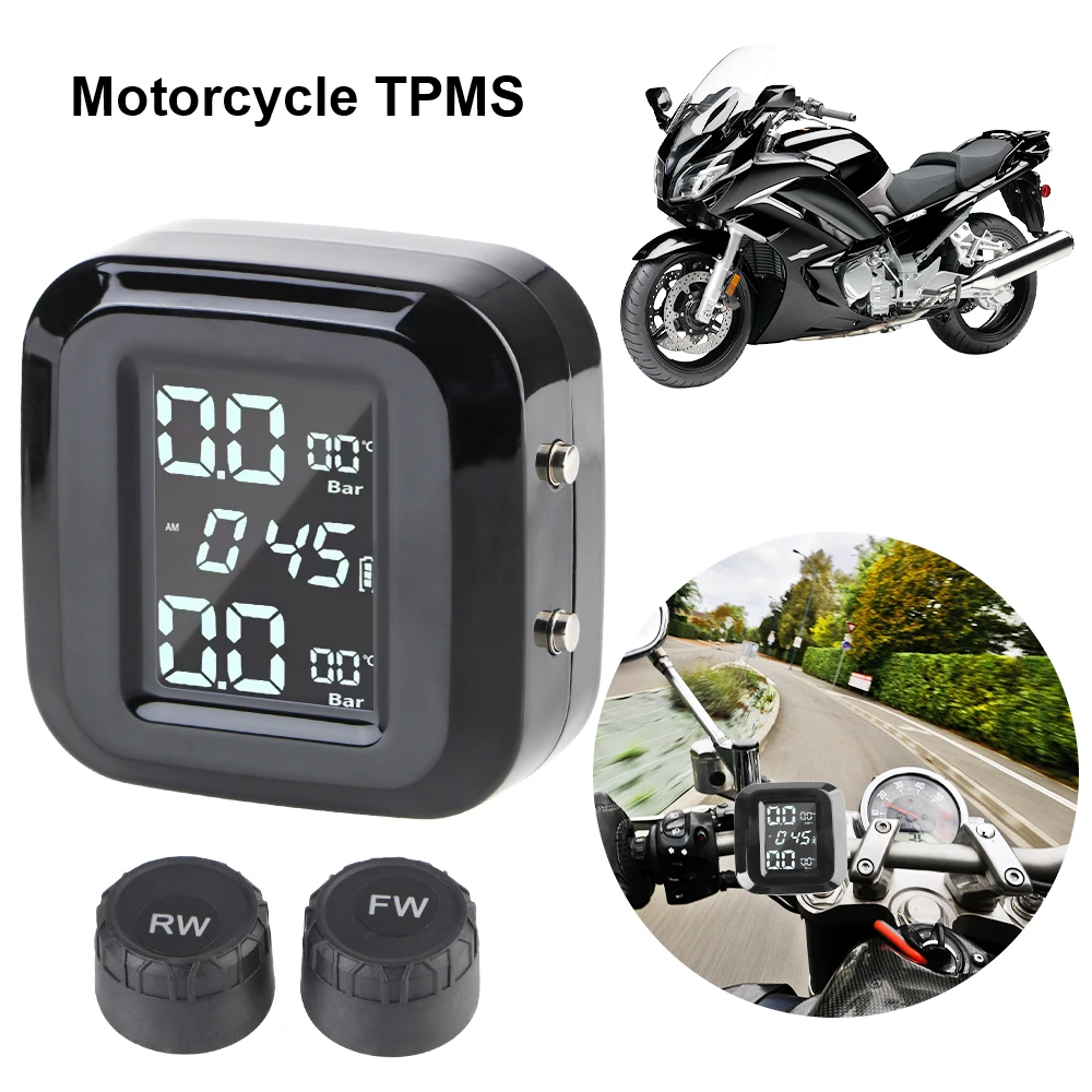 

С цифровыми часами на солнечной батарее TPMS, система давления в шинах мотоцикла, тестер шин, USB-порт для зарядного устройства, подставка для руля мотоцикла