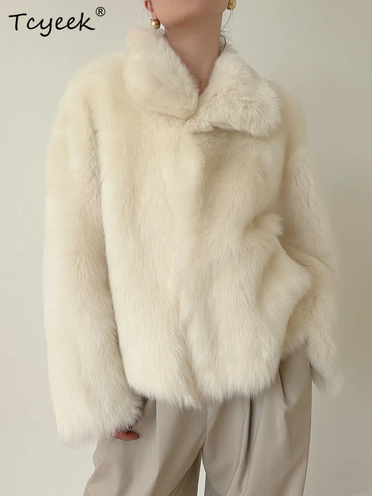 Tcyeek manteau de fourrure de mouton naturel veste en cuir véritable femmes vestes d'hiver chaudes 2025 vêtements de fourrure véritable femme Шуба Ж Döncud