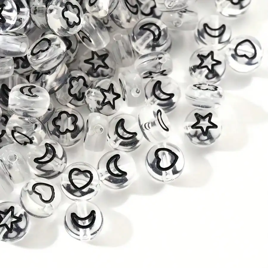 100/300/500 Stück 4 x 7 mm transparente Acryl-Scheibenperlen mit verschiedenen Mustern für DIY-Armbänder, Halsketten und Schmuckherstellung