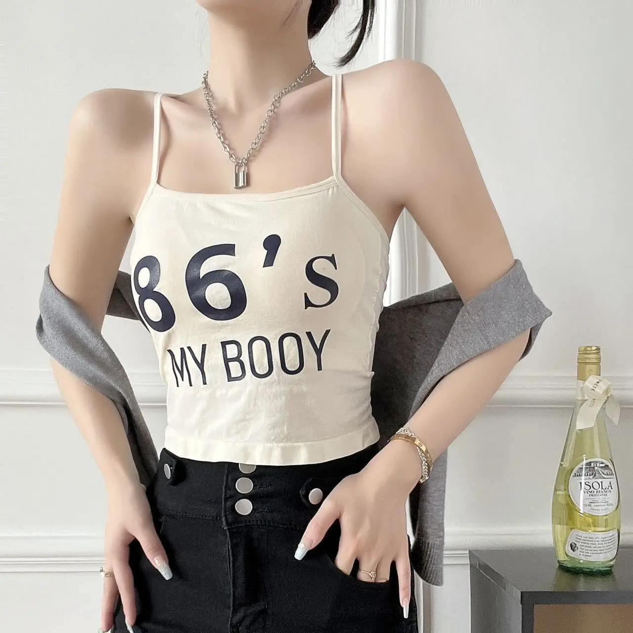 Crop Letter Camisoles Women Y2k Hotsweet Bandage Cute Students Vacation Sexy Tops Summer 5 Colors Bra Sleeveless Топ Женский New