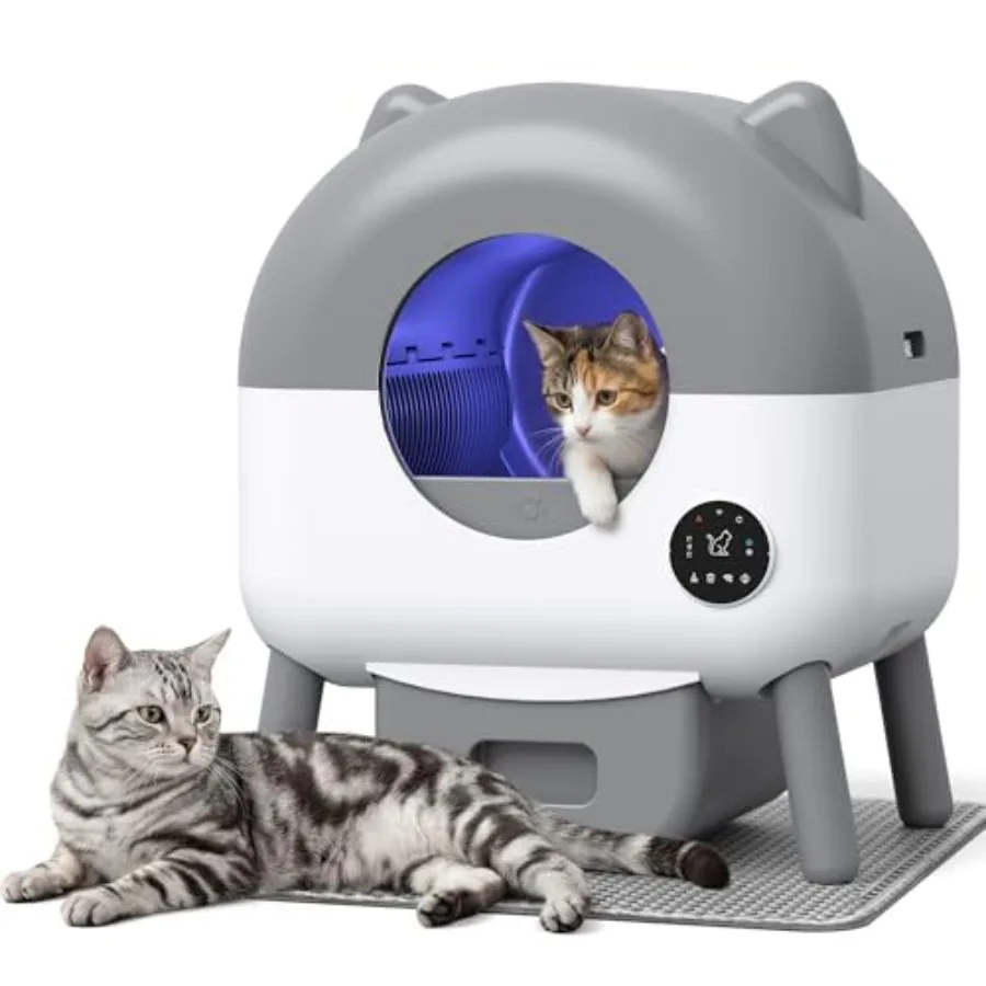 

Автоматический самоочищающийся кошачий туалет с двухцветным дизайном, большой вместимостью, управлением через приложение и датчиками безопасности
