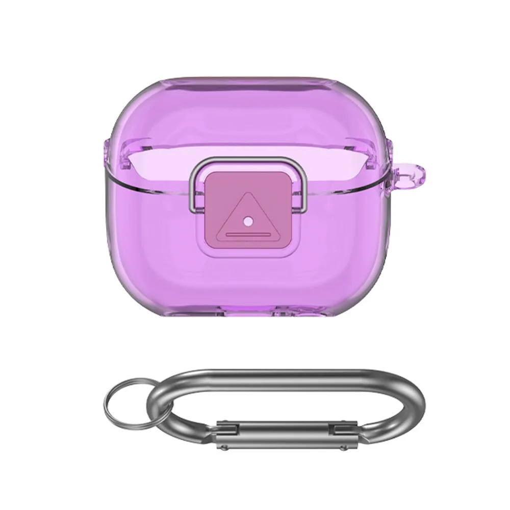 Funda transparente para Samsung Galaxy Buds 3/3Pro, funda protectora a prueba de golpes con bloqueo seguro y Kit de limpieza, mosquetón y cordón