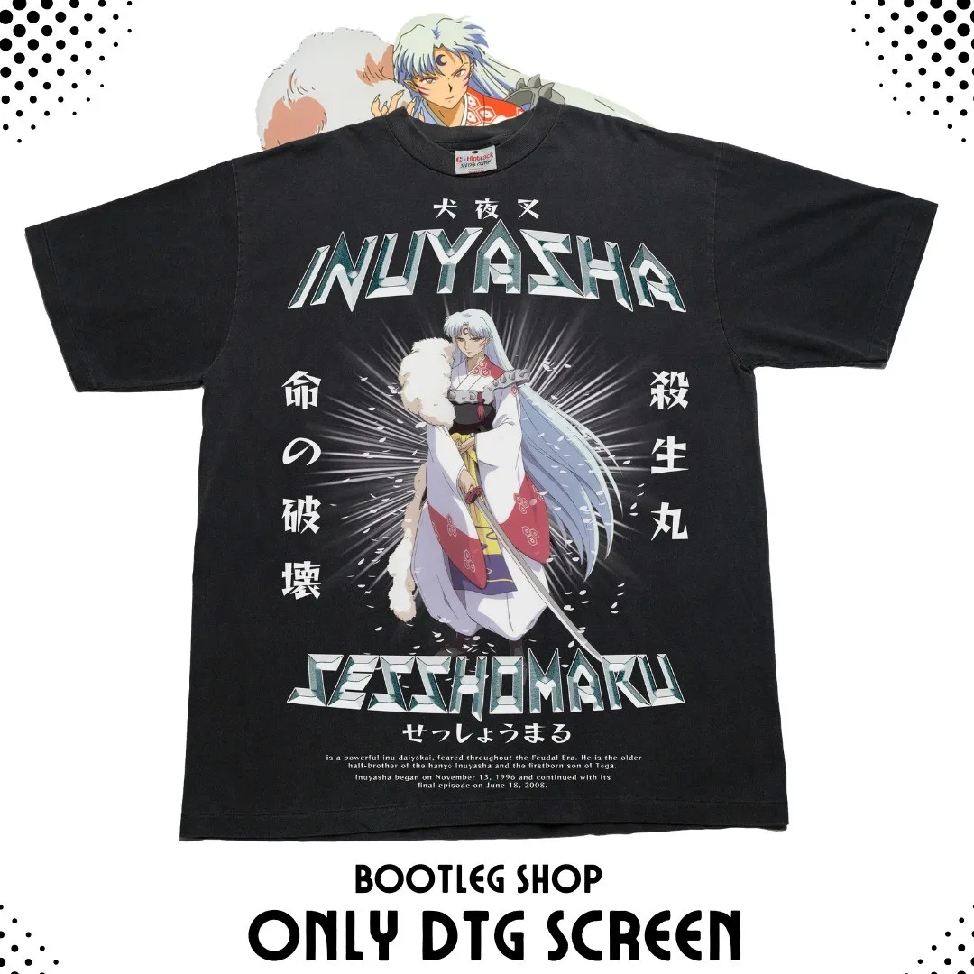 Inuyasha Sesshomaru T-shirt Red Moon Inu Yasha Kawaii Anime Tee Shirt All Size