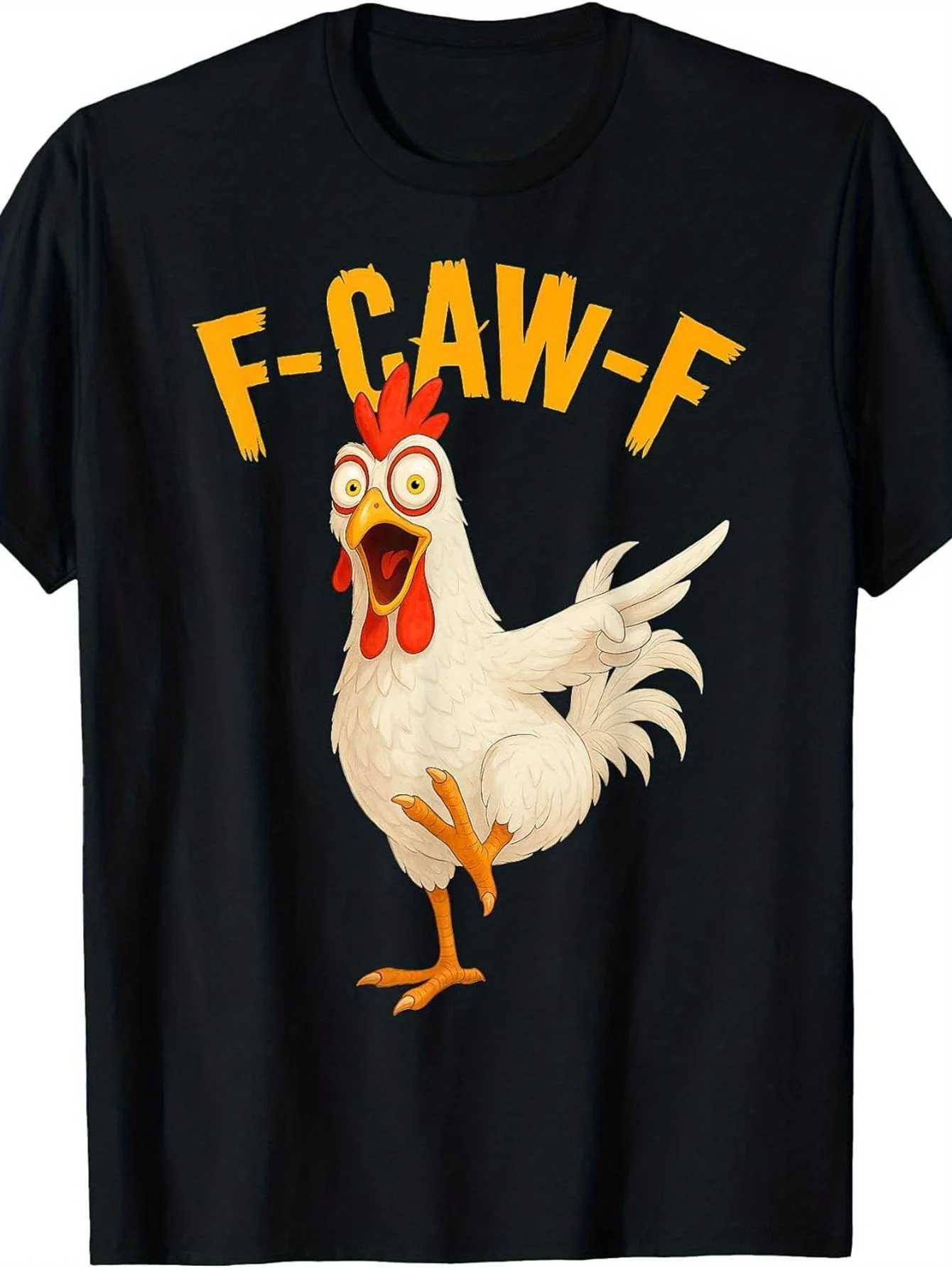 2026 Funny F-CAWF Rooster Chicken Whisperer T-Shirt for & Poultry Lovers - FCawF Slogan & Loud Rooster Sound Print, Black with Y
