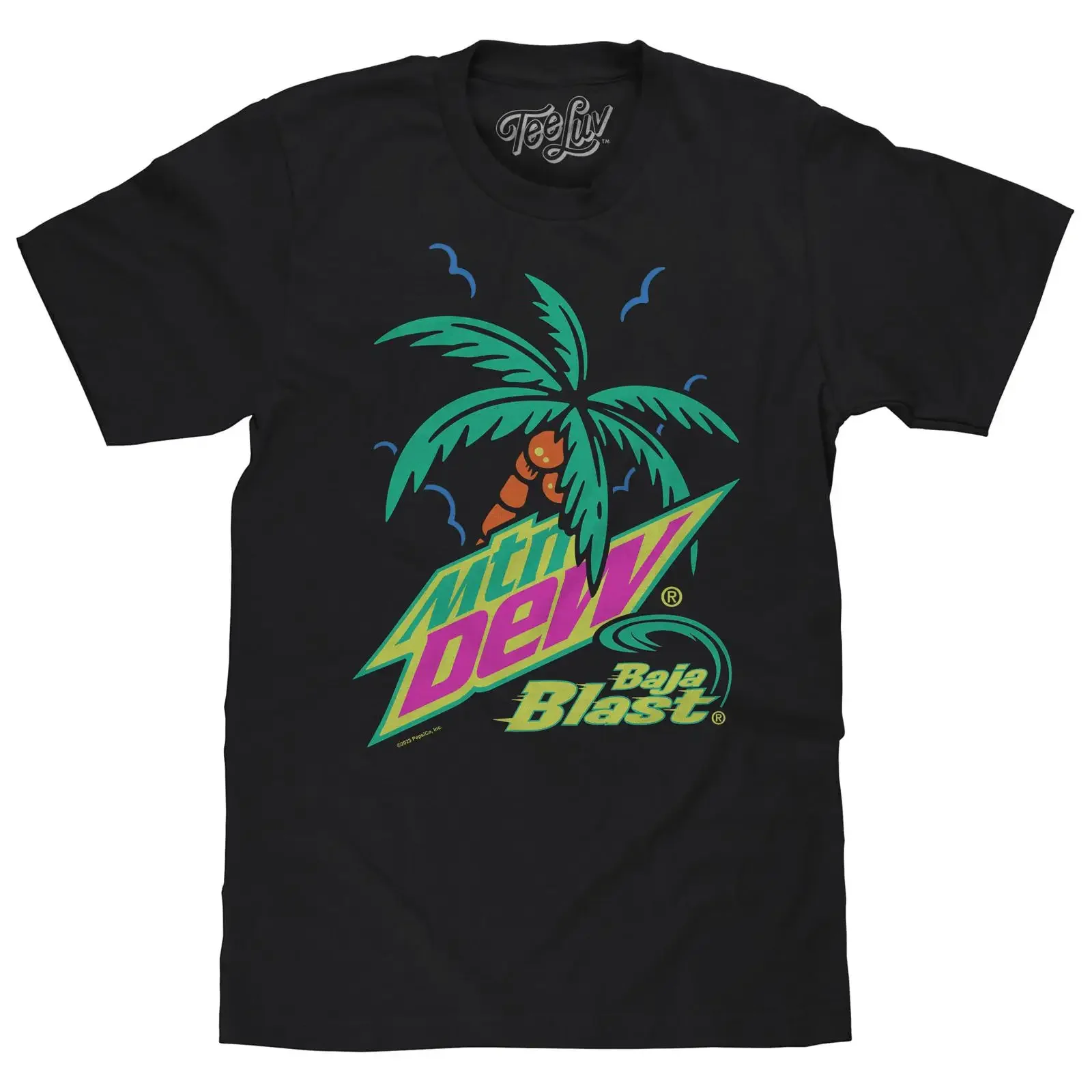 T Shirt Luv Men's MTN Dew Baja BlasT Tropical Mountain Soda  vintage Washed streetwear Unisex Stretched homme Slightly