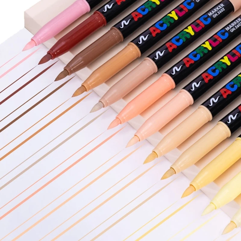 12 Colors Acrylic Paint Pen Soft Tip Paint Markers Pen Waterproof Acrylic Markers for Crafts Rock Painting