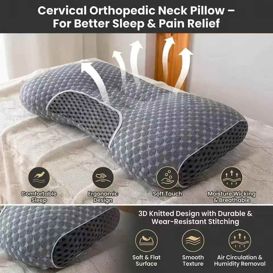 Household neck pillow, hotel soft pillow, deep sleep pillow, four-season bed pillow core, gray