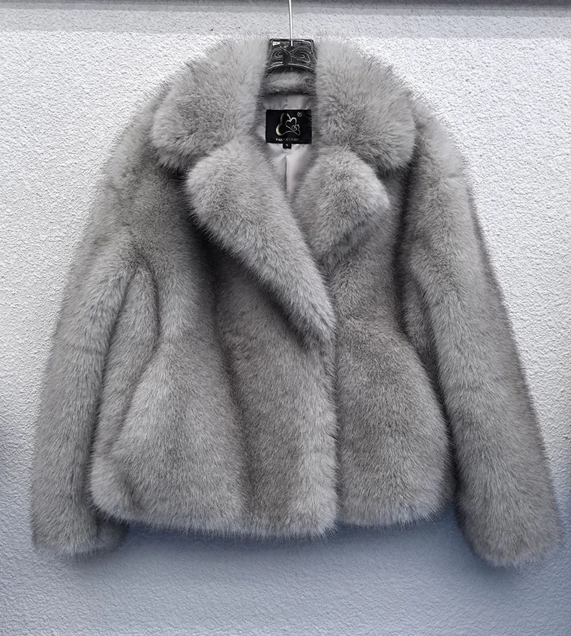 Casual Winter Faux Fur Coat Woman New Fashion Autumn Fur Plush Fluffy Jacket Warm Thick Long Sleeve Streetwear Outerwears