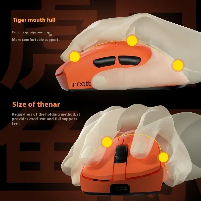 

Incott G24/pro tri-Mode Wireless Mouse PAW3395 Sensor 32KDPI Hot-swappable Micromotion Lightweight Gaming Mouse Accessories