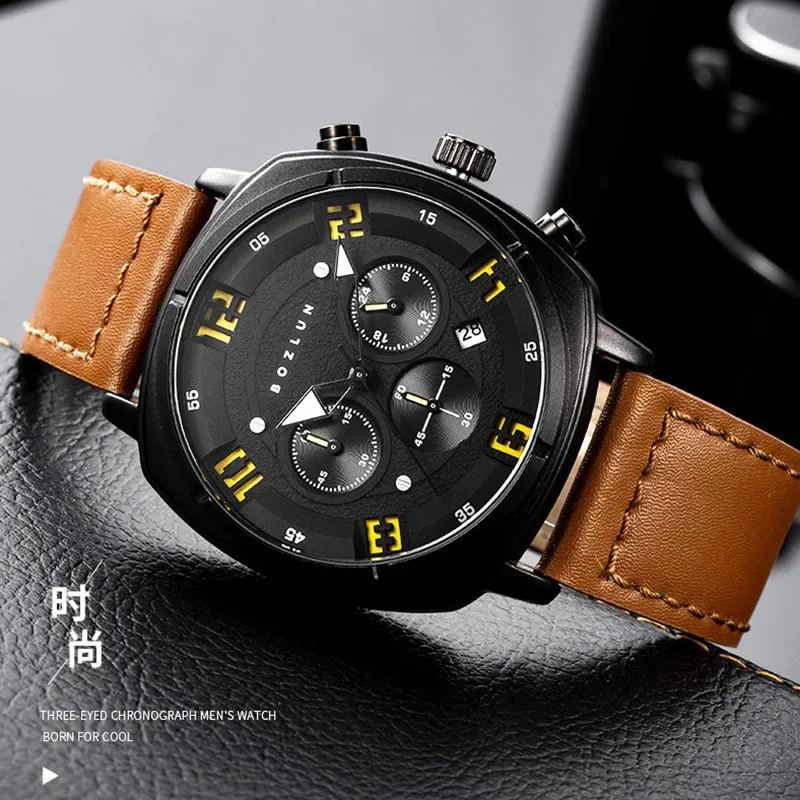 VANDA Fanda Three Eyes Trend Fashion Simple Niche Student Men's Calendar Belt Quartz Watch