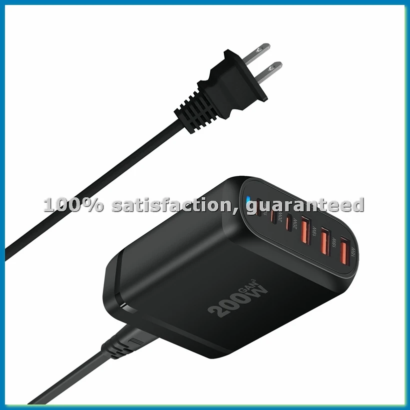 

Настольное зарядное устройство GaN мощностью 200 Вт, 6-портовое зарядное устройство USB Type C PD, быстрое зарядное устройство Fast Charge 3.0, мобильное зарядное устройство USB, США PLUG-ABFT