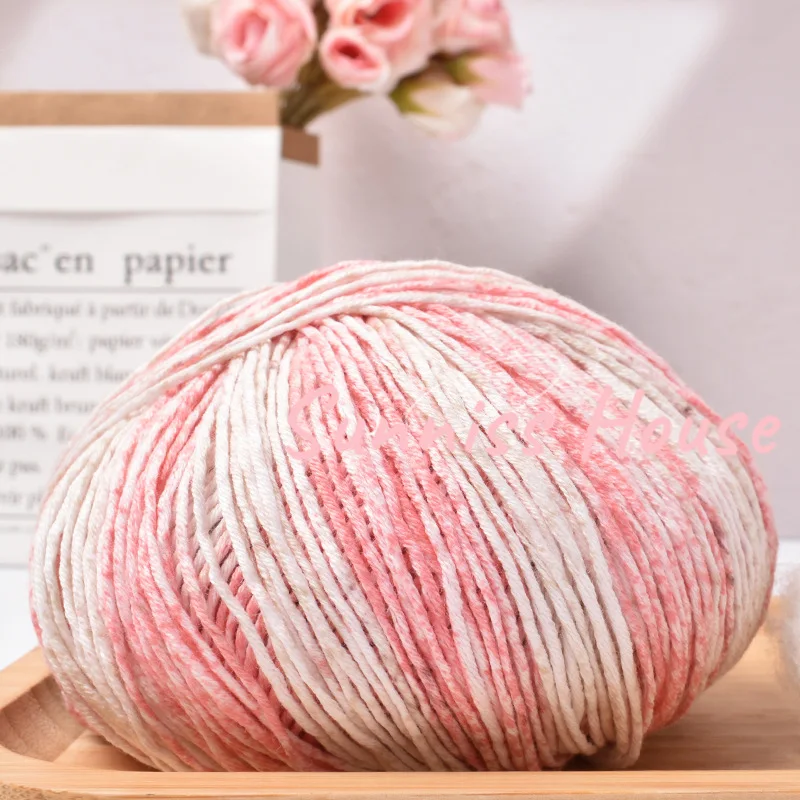 Cor Seção Dyeing Yarn, Múltiplos Fios de Lã, Fio 100% Algodão, Fio Trançado DIY, Bola Tingida por Pulverização, 50g