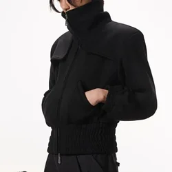Shoulder Pads Loose Men's Trendy Jacket Japanese New Spring Autumn Stand Collar Casual Versatile Short Zipper Coats Unisex Cool
