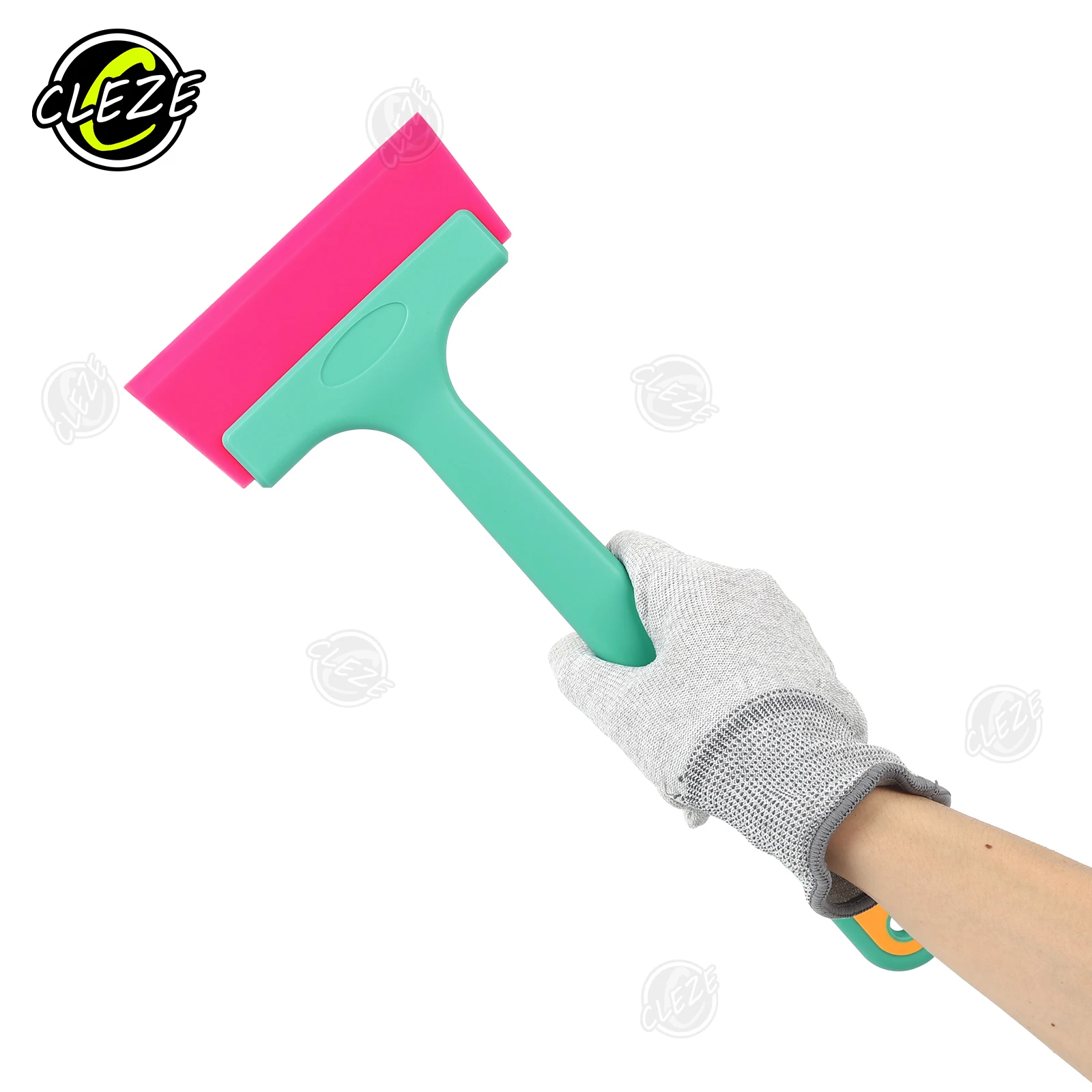 CLEZE Long Handle Window Tint Squeegee Rubber Scraper Car Glass Cleaning Vinyl Wrap Film Water Wiper Tool Kit