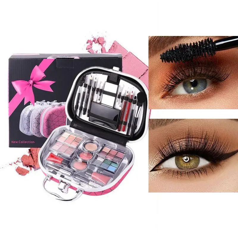 Beauty Makeup Set Women's Full Makeup Kit with Case Portable Design Cosmetic Set Face Makeup Blush Lip Glaze Combination Set