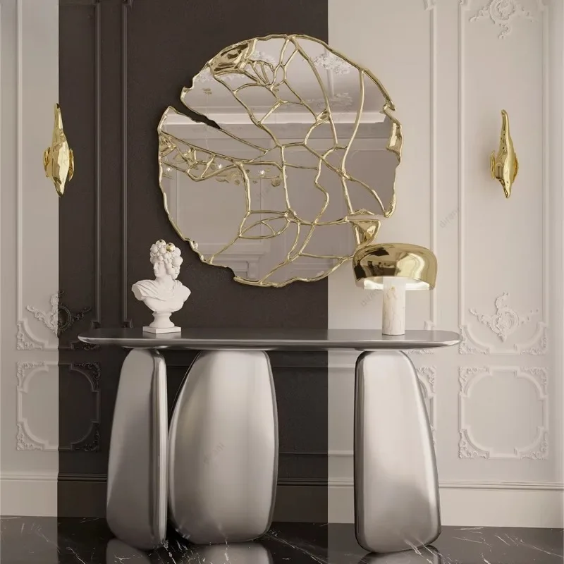 Feito à mão arte deco design high-end luxo ouro espelho de parede de aço inoxidável elegante moderno casamento decoração para casa
